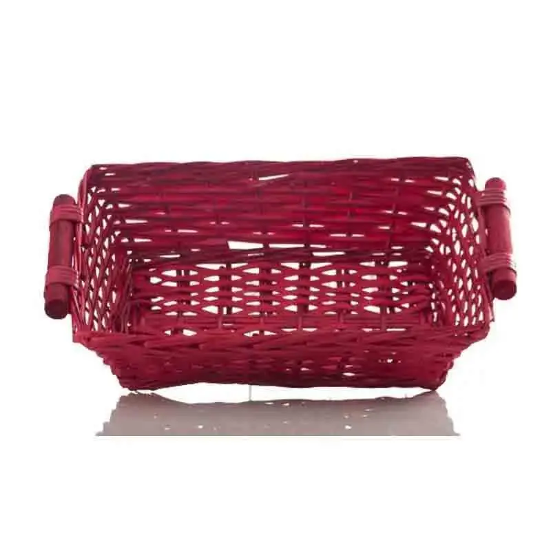 cesto rettangolare in vimini colore rosso 55 x 44 x 14 cm 90416