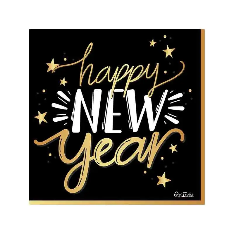 16 tovaglioli happy new year in black 33 x 33 cm 41795