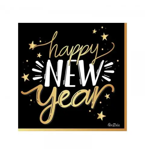 16 tovaglioli happy new year in black 33 x 33 cm 41795