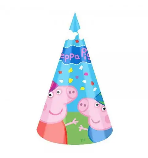 6 cappellini cono in carta peppa pig george 11 x 16 cm 70033