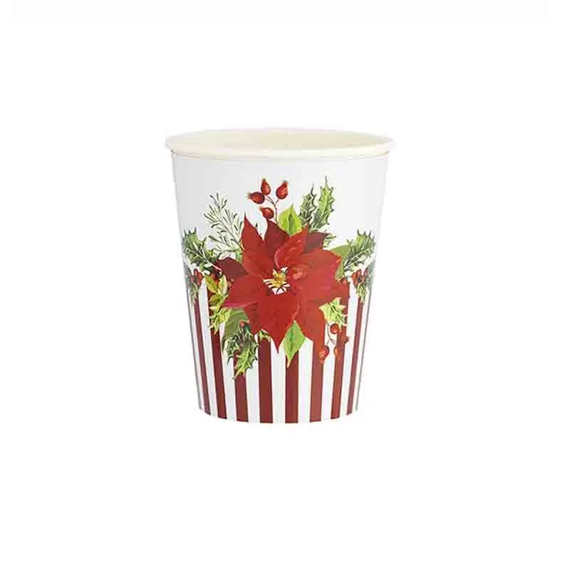 8 bicchieri + 8 cover 250 cc Christmas flower 64254