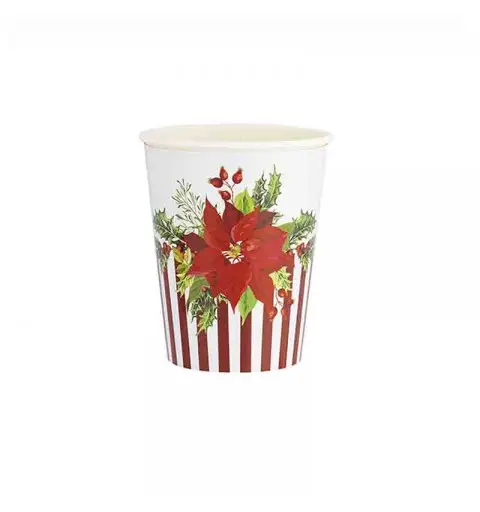 8 bicchieri + 8 cover 250 cc Christmas flower 64254