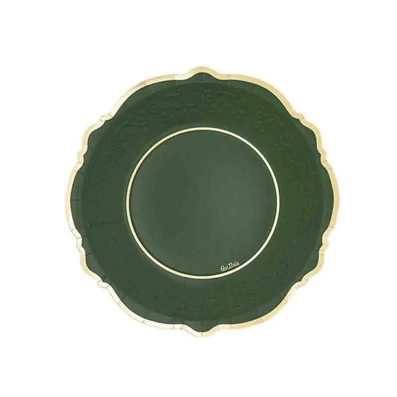 8 piatti dessert natalizi liberty verde bordo oro 21 cm 64318
