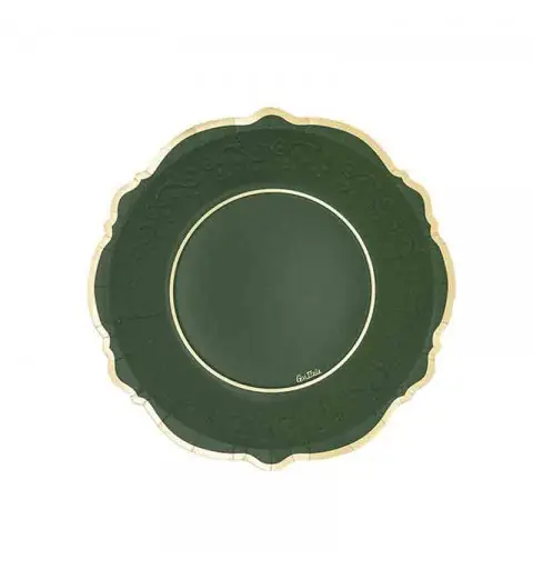 8 piatti dessert natalizi liberty verde bordo oro 21 cm 64318