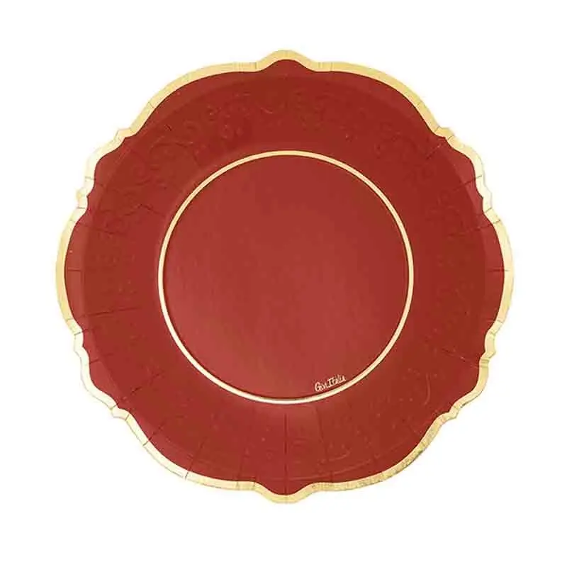 8 piatti natalizi liberty rosso bordo oro 27 cm 64312