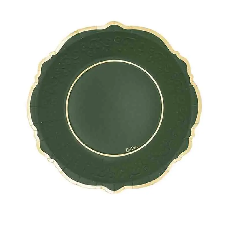 8 piatti natalizi liberty verde bordo oro 27 cm 64317