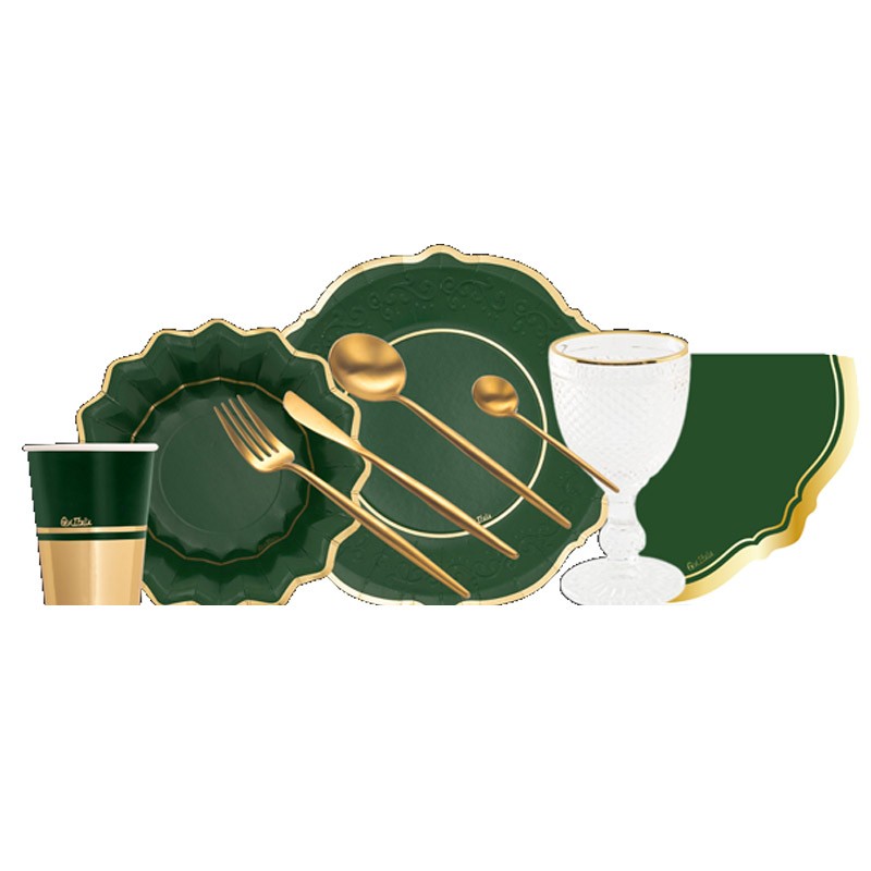 kit n 2 Coordinato Tavola Liberty Green & Gold / Verde e oro
