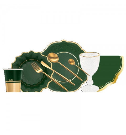 kit n 2 Coordinato Tavola Liberty Green & Gold / Verde e oro