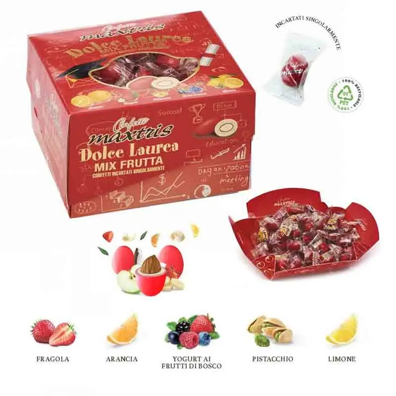 Confetti Maxtris Dolce Laurea  Evento frutta  Rossi 500g - (DLMAXFRU)