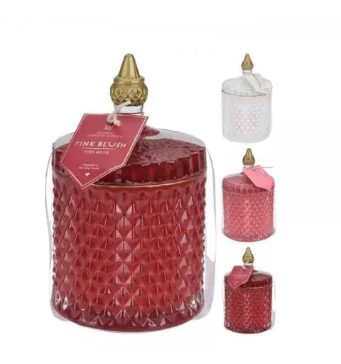 vaso vetro con candela mod. assoritti e casuali 18 cm ND-263170
