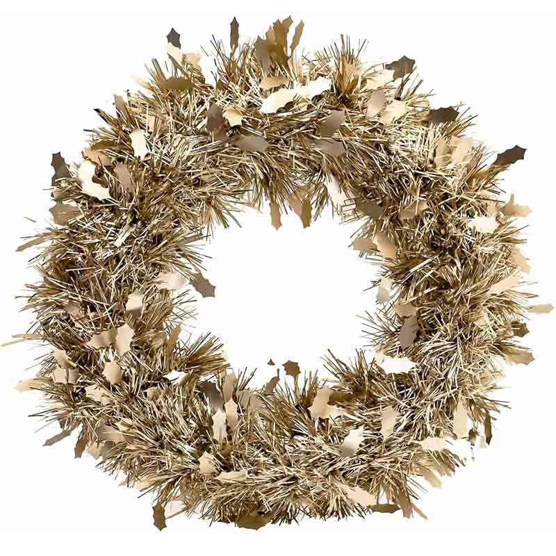 Corona natalizia ghirlanda in lametta, Ø 35 cm oro, mod. assortiti e casuali 927362