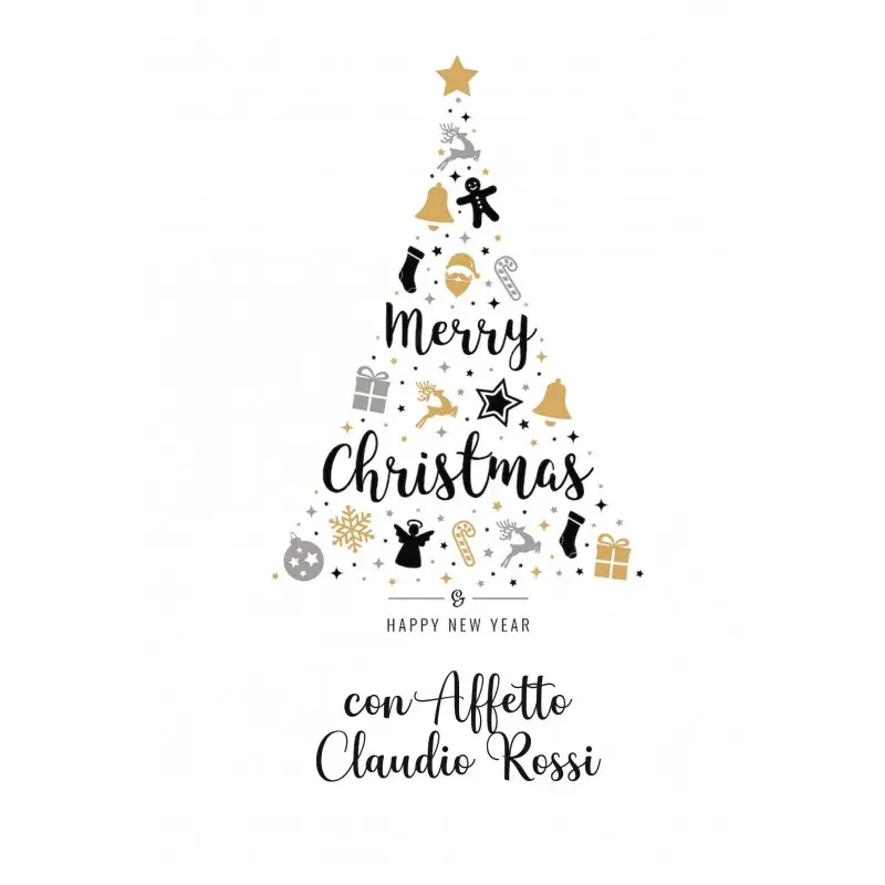 Biglietto Per Auguri di Natale Personalizzabile 20 pz - Albero oro