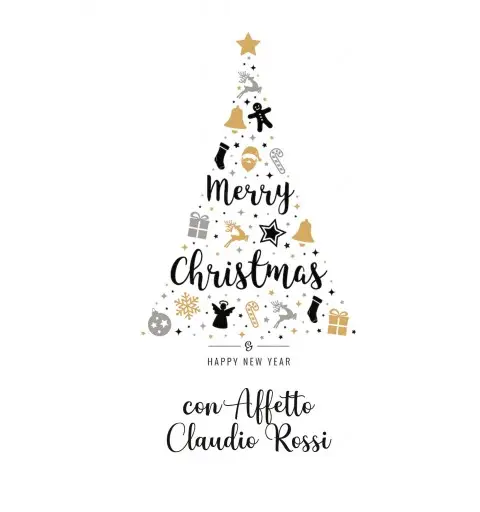 Biglietto Per Auguri di Natale Personalizzabile 20 pz - Albero oro