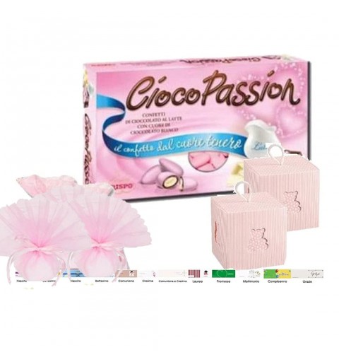 SCATOLINE MILLERIGHE ORSETTO ROSA CON CONFETTI - 40 PZ