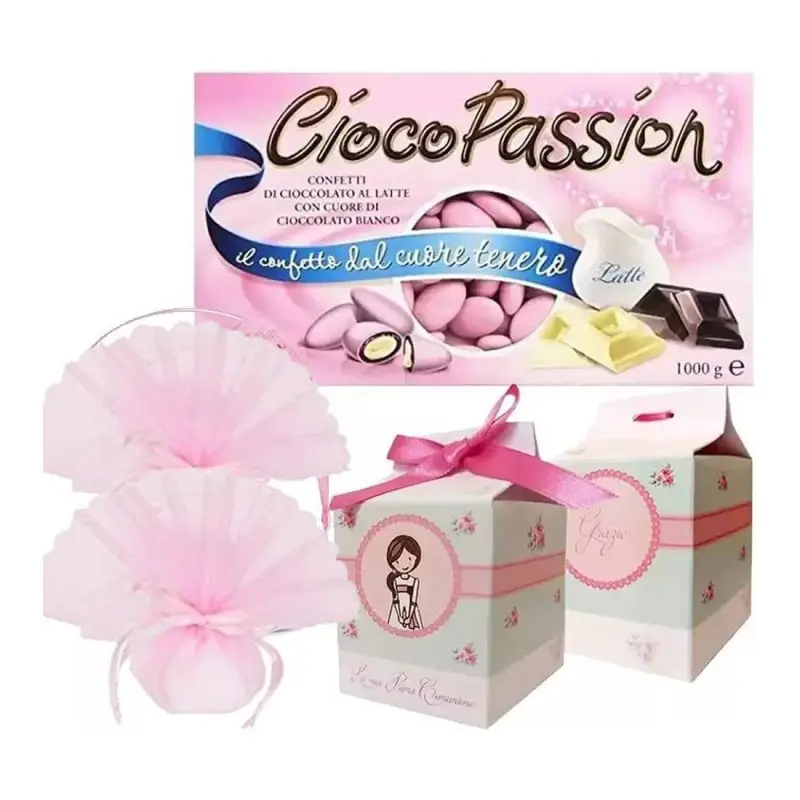 20 SCATOLINE MILK COMUNIONE FLORAL BAMBINA CON CONFETTI CRISPO