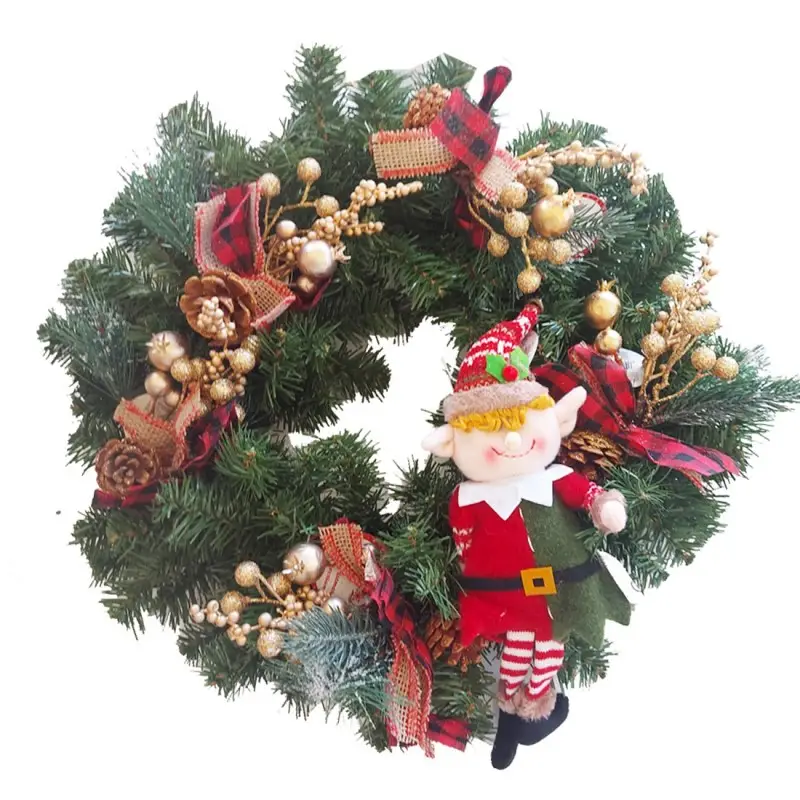 Ghirlanda Fuoriporta Natalizio Fai da te con Elfo di Babbo Natale
