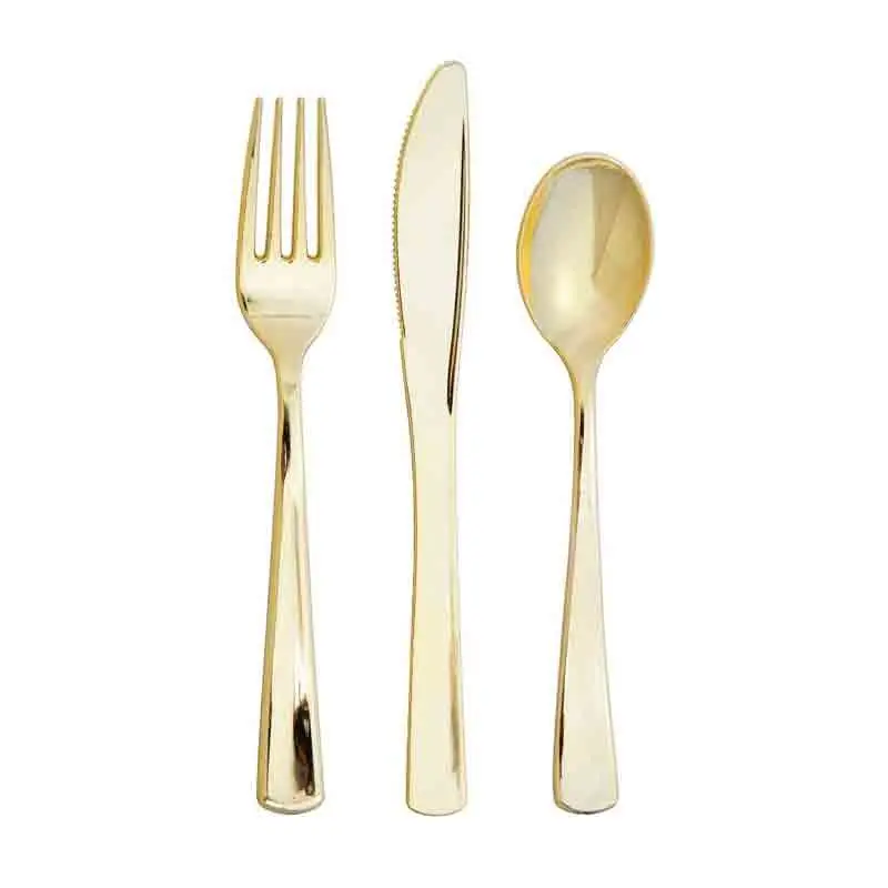 Posate assortite in plastica oro metallizzato 24 pz 338363