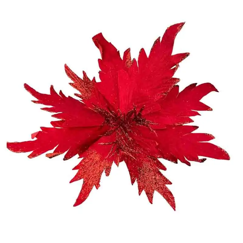 stella di natale artificiale rossa glitterata 95189