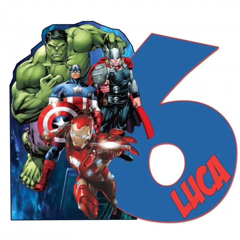 Avengers Heroes Sagoma numero in polistirolo Personalizzabile