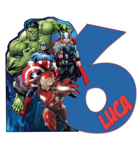 Avengers Heroes Sagoma numero in polistirolo Personalizzabile