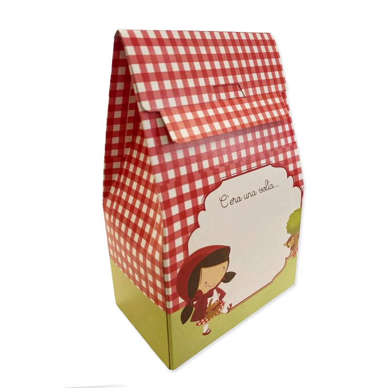 scatolina sacchetto cappuccetto rosso  20 cm h x 12 cm x 7 cm