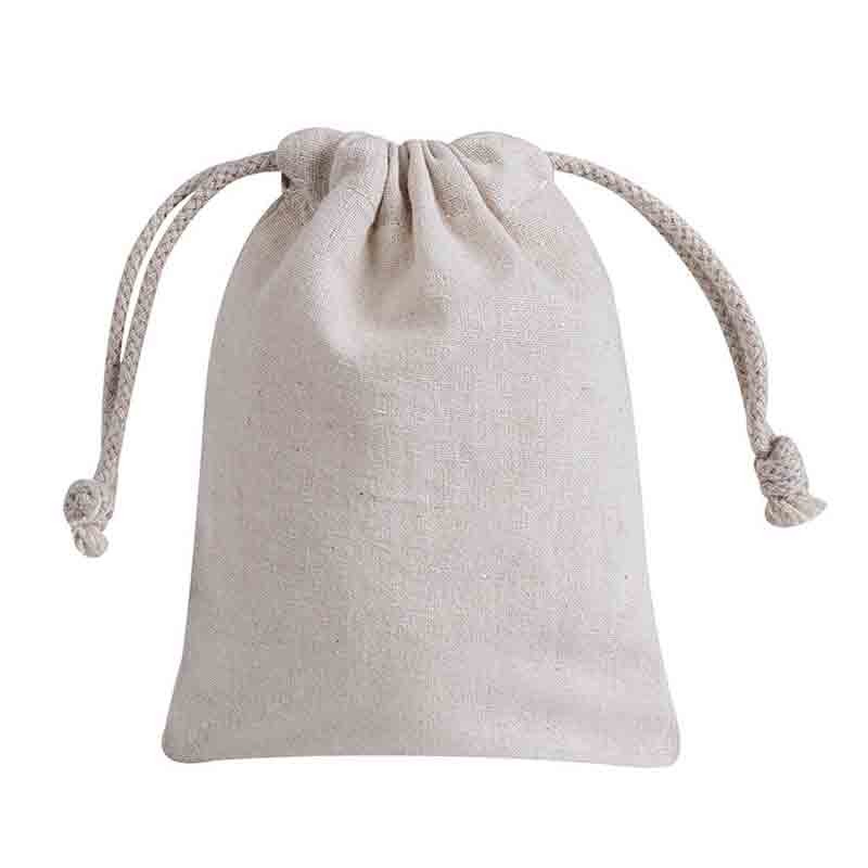 sacchetto in cotone 10 x 14 cm doppia corda di chiusura colore naturale PG191EC