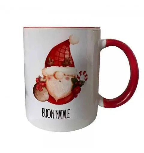 Tazza Natalizia con babbo natale interno e manico rosso