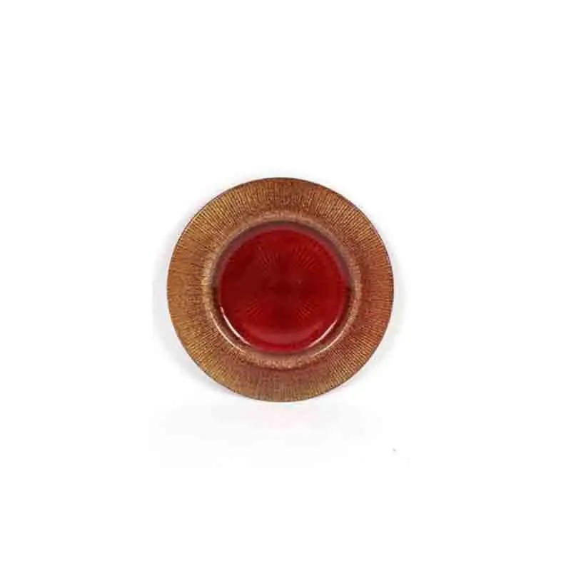 piatto vetro rosso glitter  21 cm 141770