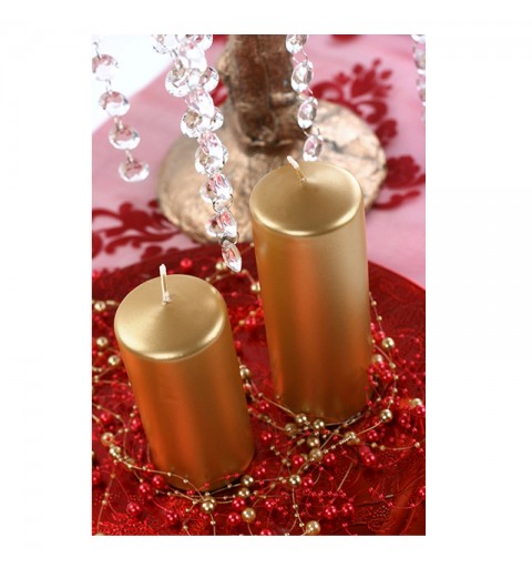 Candele Pillar colore oro metal - 6pz