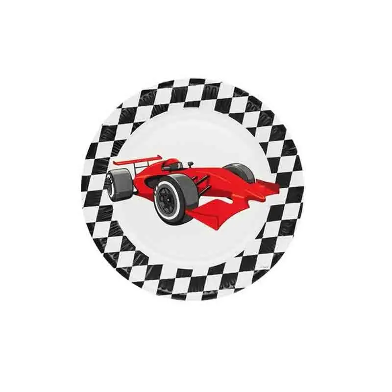 8 Piatti carta 23 cm Speed Racing 544777