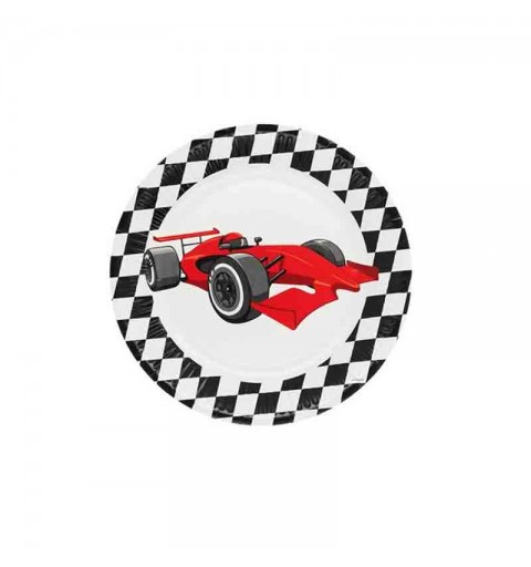 8 Piatti carta 23 cm Speed Racing 544777