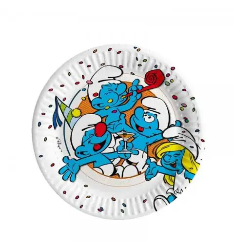 8 piatti dessert compostabili 18 cm puffi 24060