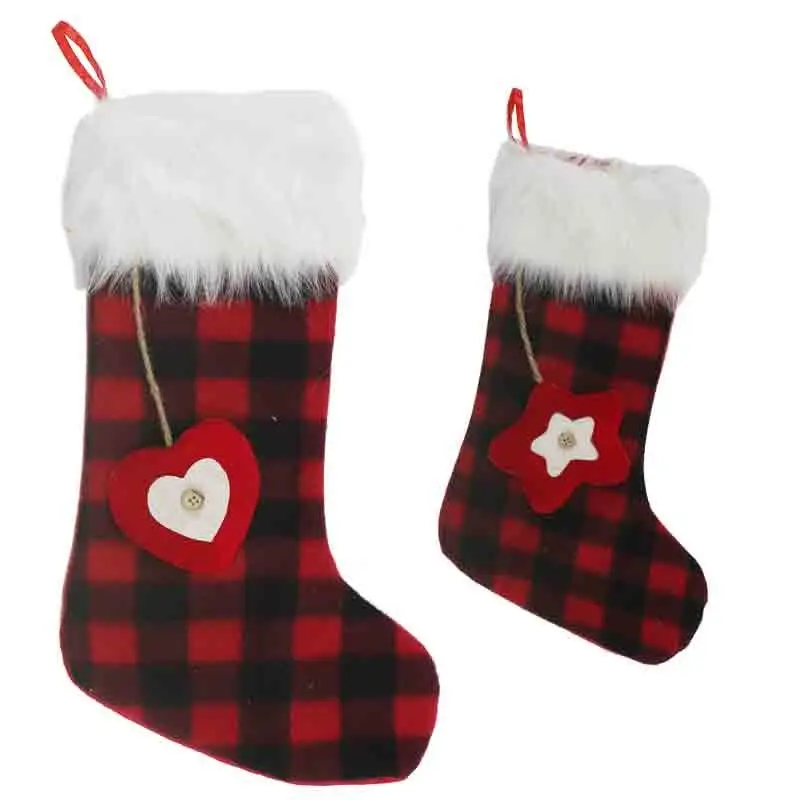calza befana panno scozzese 40 cm 94526 mod. assortiti e casuali