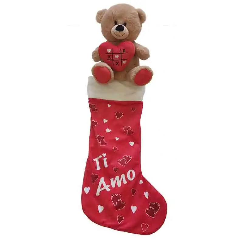 calza della befana con orsetto peluche  ti amo 45 cm 95615
