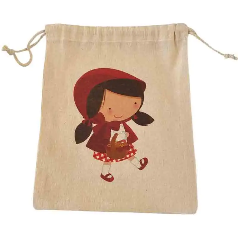 Sacca colore nataurale cappuccetto rosso 30 x 40 cm