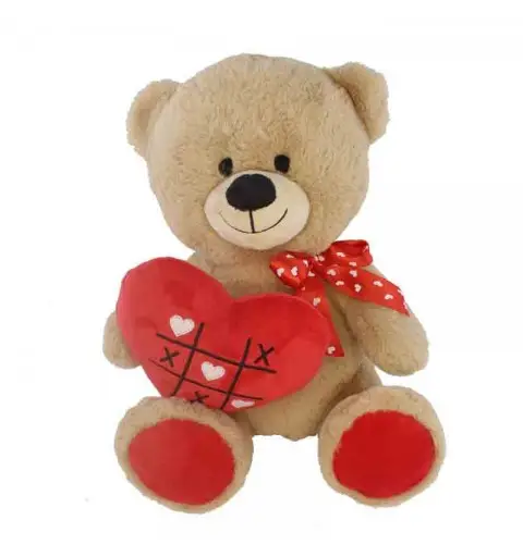 orsetto in peluche con cuore rosso tris  30 cm  93895
