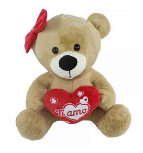 orso in peluche con fiocco e cuore 85 cm colori assortiti e casuali 92645