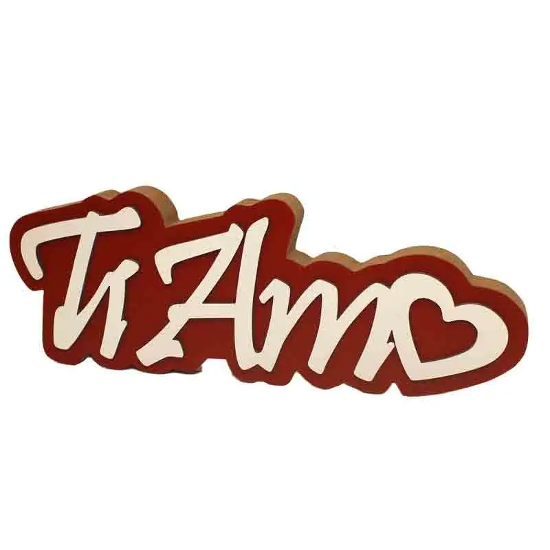 scritta decorativa in legno ti amo 23 x 8 cm 68829