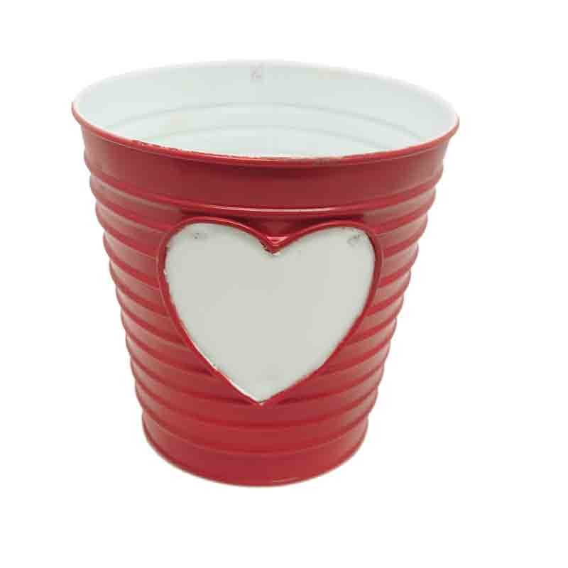 secchiello decorativo in latta con cuore 14 cm 92270