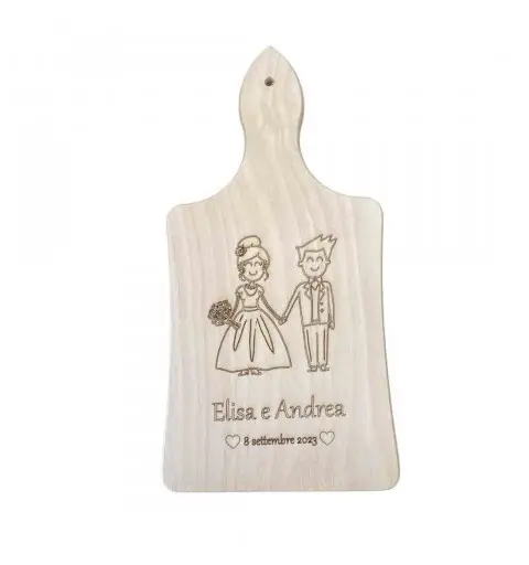 Tagliere legno naturale inciso idea regalo / bomboniera personalizzabile 34x17cm