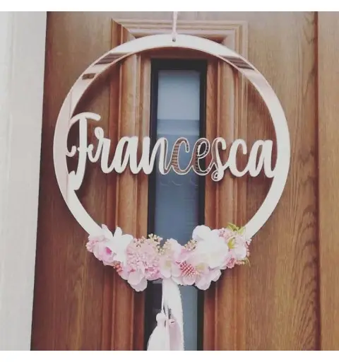 FUORIPORTA BENVENUTO IN PLEXIGLASS ORO 30 CM PERSONALIZZABILE