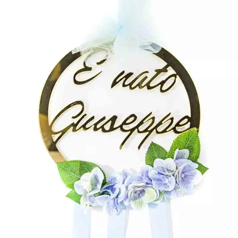 FUORIPORTA BENVENUTO IN PLEXIGLASS ORO 30 CM PERSONALIZZABILE
