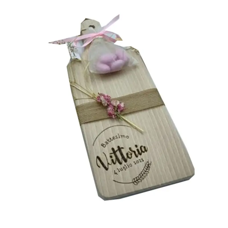 Tagliere legno naturale inciso idea regalo / bomboniera personalizzabile 34x17cm