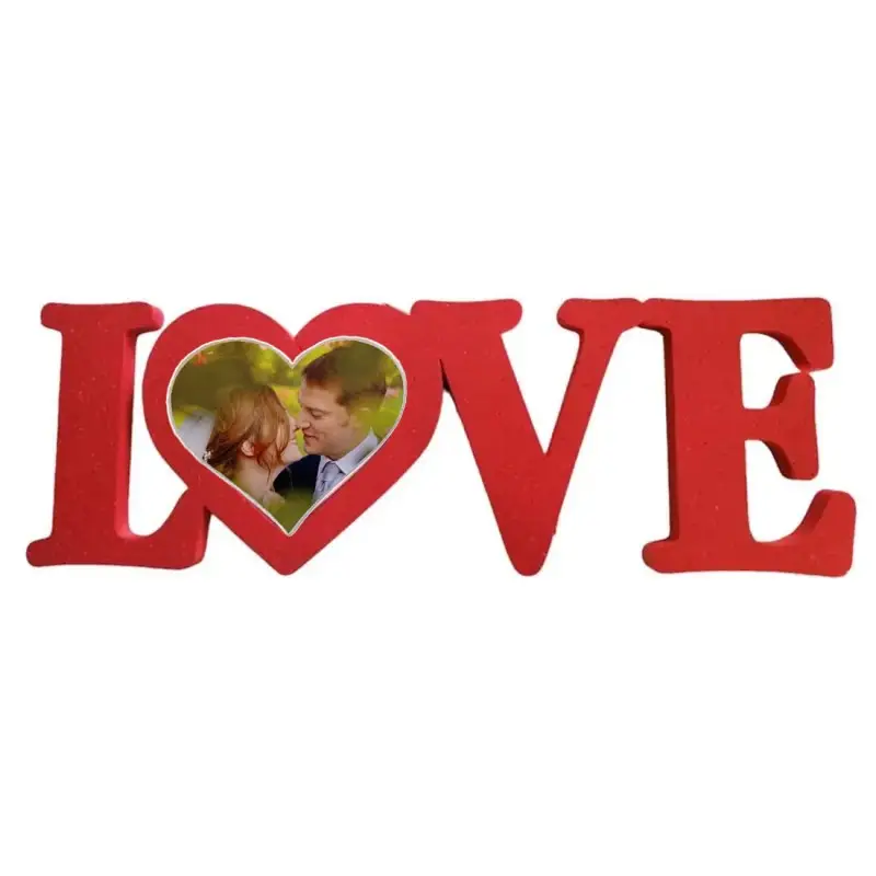Love scritta in polistirolo Rosso con cuore in plexiglass personalizzabile con foto