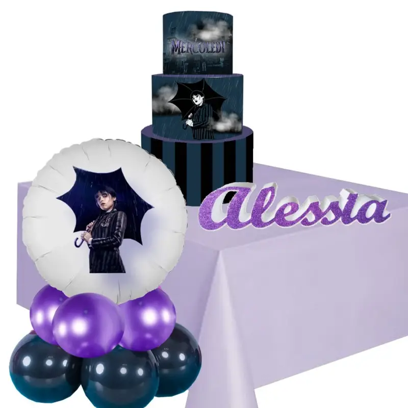 Mercoledì Addams allestimento party table