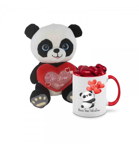 Regalo san Valentino Con Peluche Panda cioccolato e Tazza Personalizzata