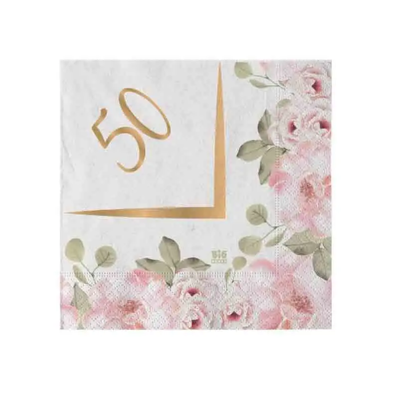 20 Tovaglioli 25 x 25 cm 50° Anniversario Floral 74594