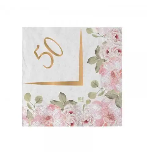20 Tovaglioli 25 x 25 cm 50° Anniversario Floral 74594