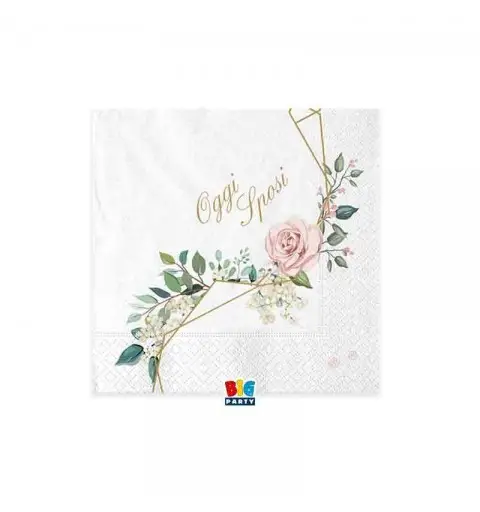 20 Tovaglioli 25 x 25 cm Sposi Floral Geometric 74984
