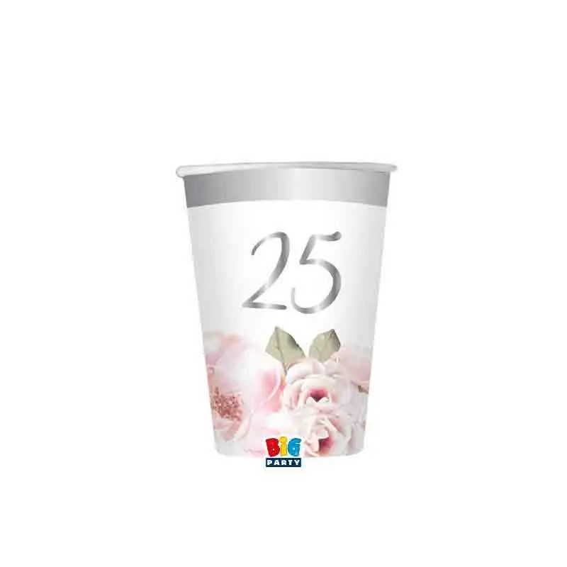 8 Bicchieri 200 cc 25° Anniversario Floral 74589
